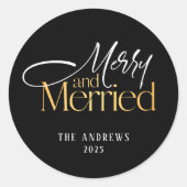 Vrolijk en getrouwde Passen getrouwd Kerst Ronde Sticker (Voorkant)