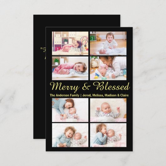 Vrolijk en gezegend 8 foto's -3x5 kerst Kaart (Voorkant / Achterkant)