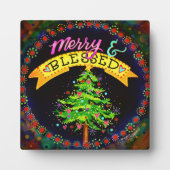 Vrolijk en gezegend feestelijke kerstboom Plaque Fotoplaat (Voorkant)