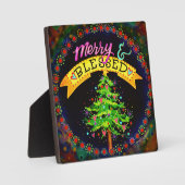 Vrolijk en gezegend feestelijke kerstboom Plaque Fotoplaat (Voorkant)