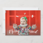 Vrolijk en gezegend kerstvakantie foto feestdagenkaart (Voorkant)