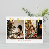 Vrolijk en helder 2-foto Gold Foil Vakantie Kaart (Staand Voorkant)