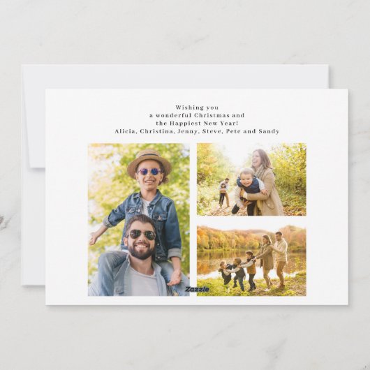 Vrolijk en helder 4 foto's modern kerstrood feestdagenkaart (Achterkant)