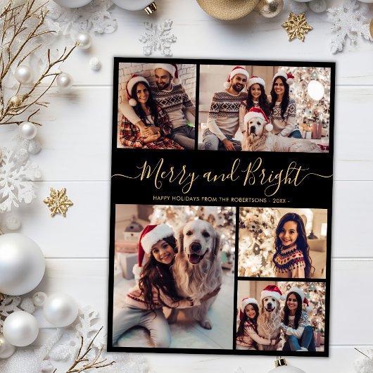 Vrolijk en helder 5 Fotocollage Kerstmis Feestdagenkaart