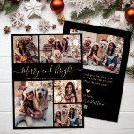 Vrolijk en helder 5 Fotocollage Kerstmis Feestdagenkaart<br><div class="desc">Modern Eenvoudig Elegant Kalligrafie Vrolijk en helder Script Zwart en Goud 5 Fotocollage Vrolijk kerstvakantie Kaart. Deze feestelijke, minimalistische, grillige vijf (5) foto vakantie wenskaart sjabloon beschikt over een grid fotocollage en zegt "Merry and Bright"! De "Merry and Bright" begroetingstekst is geschreven in een prachtig handgeschreven swirly swash-tail lettertype script...</div>