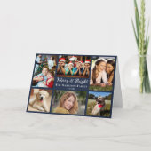 Vrolijk en helder 6 foto collage blauwe kerst feestdagen kaart (Voorkant)