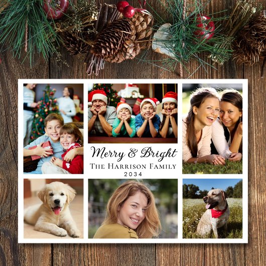 Vrolijk en helder 6 foto collage kerst feestdagenkaart