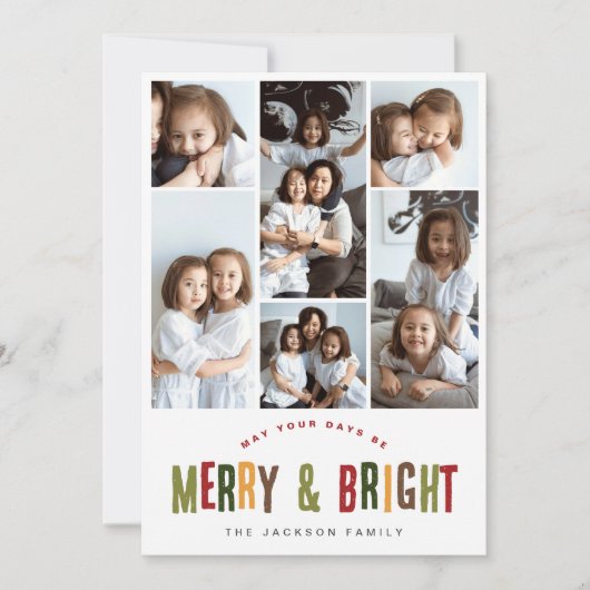 Vrolijk en helder 6 foto's Kleurrijke Fun Christma Feestdagenkaart (Voorkant)