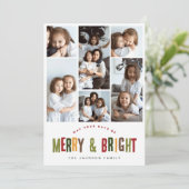 Vrolijk en helder 6 foto's Kleurrijke Fun Christma Feestdagenkaart (Staand voorkant)