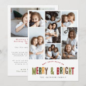 Vrolijk en helder 6 foto's Kleurrijke Fun Christma Feestdagenkaart (Voorkant / Achterkant)