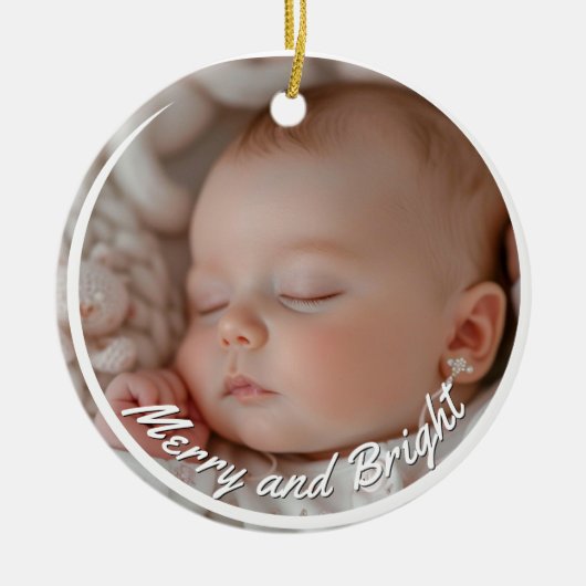 Vrolijk en helder aangepaste Baby-foto Keramisch Ornament (Voorkant)