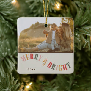 Vrolijk en helder aangepaste familiefoto Kerstmis Keramisch Ornament