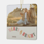 Vrolijk en helder aangepaste familiefoto Kerstmis Keramisch Ornament (Links)