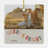 Vrolijk en helder aangepaste familiefoto Kerstmis Keramisch Ornament (Achterkant)