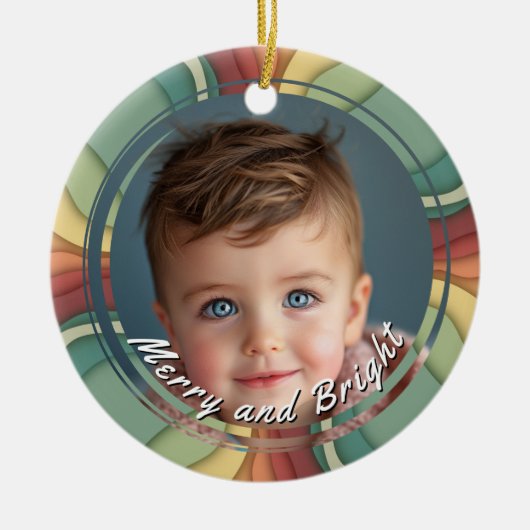 Vrolijk en helder aangepaste kinderfoto keramisch ornament (Voorkant)