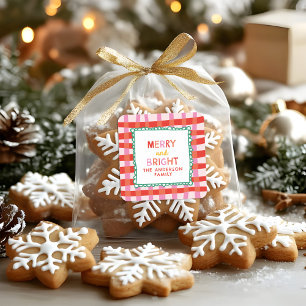 Vrolijk en helder aangepaste vakantie rood en roze vierkante sticker