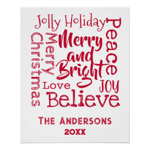 Vrolijk en helder Andere Kerst Gezegden Rood Perfect Poster