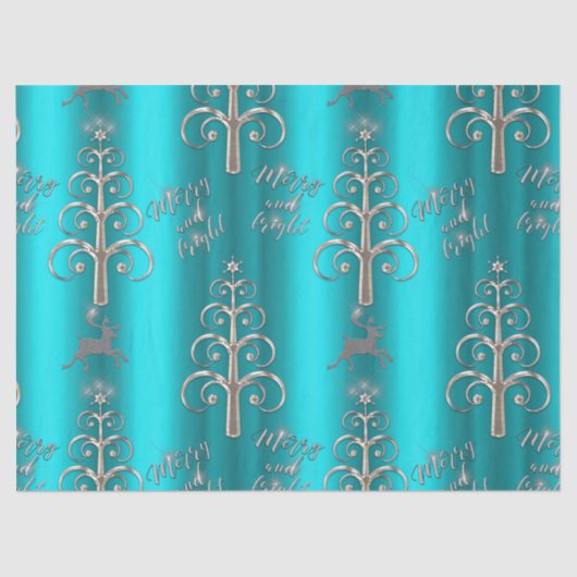 Vrolijk en helder Aqua Kerstmis Tissuepapier (Voorkant)