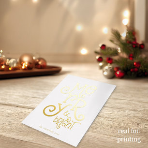 Vrolijk en helder Artsy Typografie Kerst Luxe Folie Feestdagenkaart