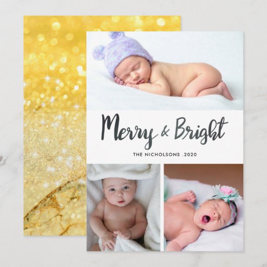 Vrolijk en helder | Baby eerste kerst foto Feestdagenkaart (Voorkant / Achterkant)