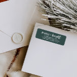 Vrolijk en helder | Boho Green Christmas Etiket<br><div class="desc">Deze moderne en stijlvolle retouradreslabels voor kerstvakantie hebben de woorden "vrolijk   helder" in casual,  trendy wit schrift op een boho groene achtergrond.</div>