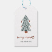 Vrolijk en helder | Boho kerstboom en script Cadeaulabel (Voorkant)