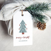 Vrolijk en helder | Boho kerstboom en script Cadeaulabel