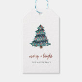 Vrolijk en helder | Boho kerstboom en script Cadeaulabel (Voorkant)