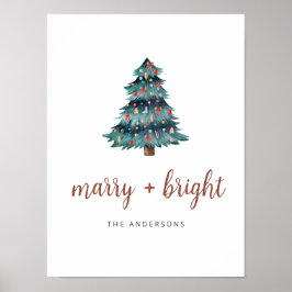 Vrolijk en helder | Boho kerstboom en script Poster
