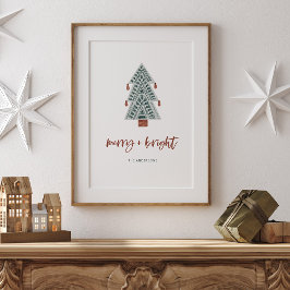 Vrolijk en helder | Boho kerstboom en script Poster