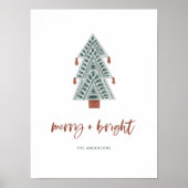 Vrolijk en helder | Boho kerstboom en script Poster (Voorkant)
