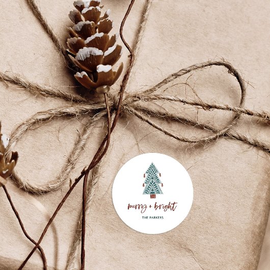 Vrolijk en helder | Boho kerstboom Ronde Sticker