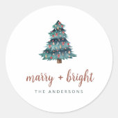 Vrolijk en helder | Boho kerstboom Ronde Sticker (Voorkant)