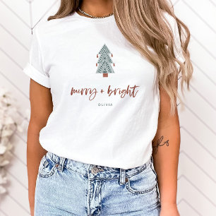 Vrolijk en helder Boho kerstboom T-shirt