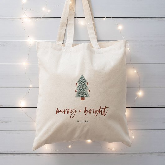 Vrolijk en helder | Boho kerstboom Tote Bag