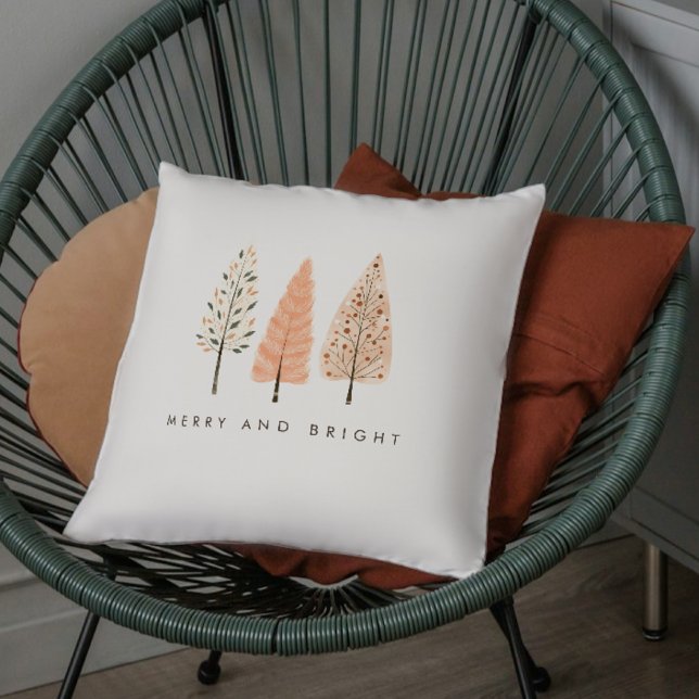 Vrolijk en helder Boho minimalistische kerstboom Kussen (Creator heeft geüpload)