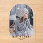 Vrolijk en helder boog kerstvakantie foto acryl uitnodigingen (Voorkant)