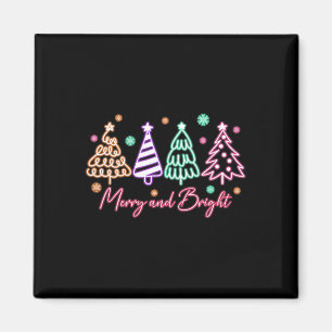 Vrolijk en helder boom neon kerst magneet