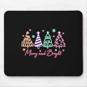 Vrolijk en helder boom neon kerst muismat