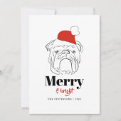 Vrolijk en helder Bulldog Kerst Feestdagenkaart (Voorkant)