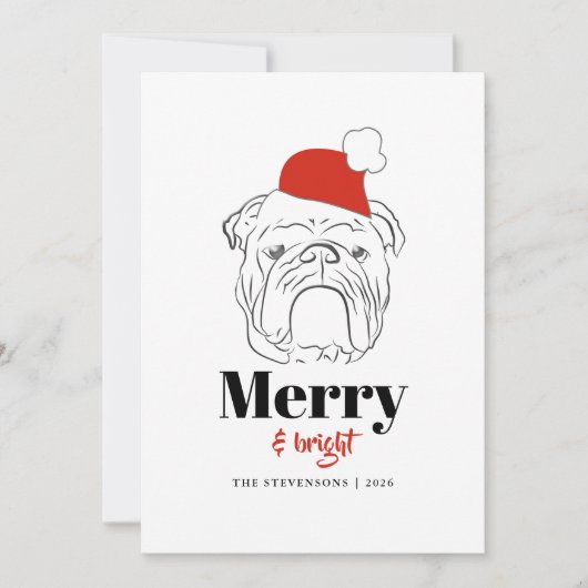 Vrolijk en helder Bulldog Kerst Feestdagenkaart (Voorkant)