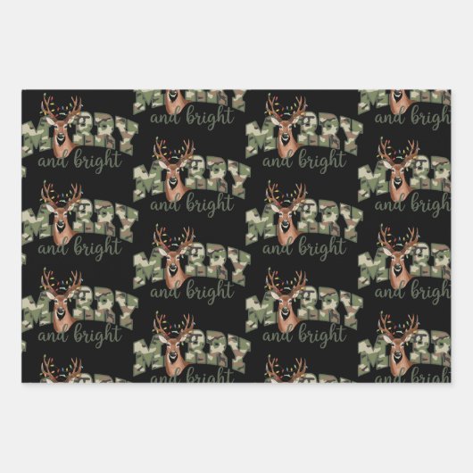 Vrolijk en helder camo herten boog buiten land inpakpapier vel (Voorkant)