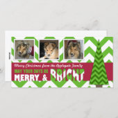 Vrolijk en helder Chevron kerstkaart (Voorkant / Achterkant)