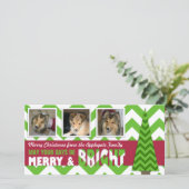 Vrolijk en helder Chevron kerstkaart (Staand voorkant)
