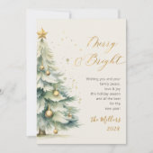 Vrolijk en helder Chic Gold Script kerstboom Feestdagenkaart (Voorkant)