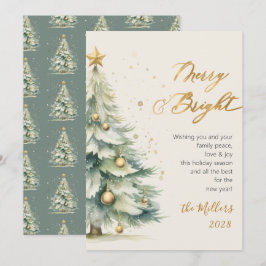 Vrolijk en helder Chic Gold Script kerstboom Feestdagenkaart