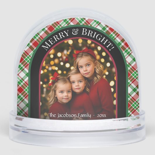 Vrolijk en helder! Christmas Plaid Vakantiefoto Sneeuwbol (Voorkant)