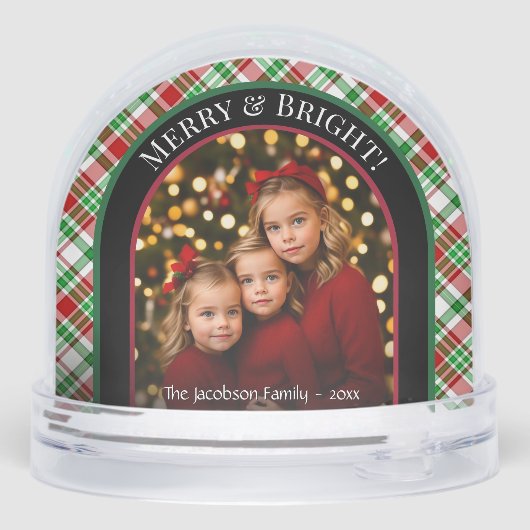 Vrolijk en helder! Christmas Plaid Vakantiefoto Sneeuwbol (Achterkant)