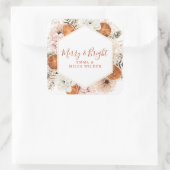 Vrolijk en helder citrus dennen vakantie bloem vierkante sticker (Tas)