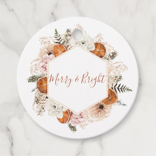 Vrolijk en helder Citrus Pine Vakantie Bedankjes Labels (Voorkant)